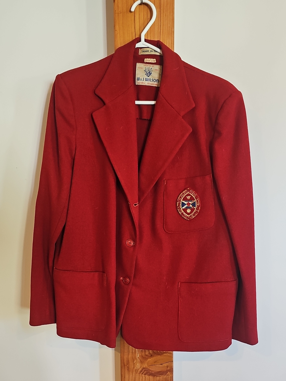 Vintage Wool Academia  Blazer with Embroidered Crest